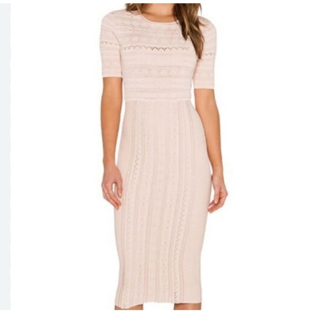 Ronny Kobo Christina Midi Lace Knit Short Sleeve Women's Dress Medium